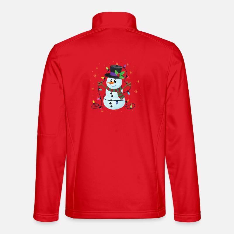 Festlicher Schneemann mit Stechpalmen - Unisex Softshelljacke - Rot