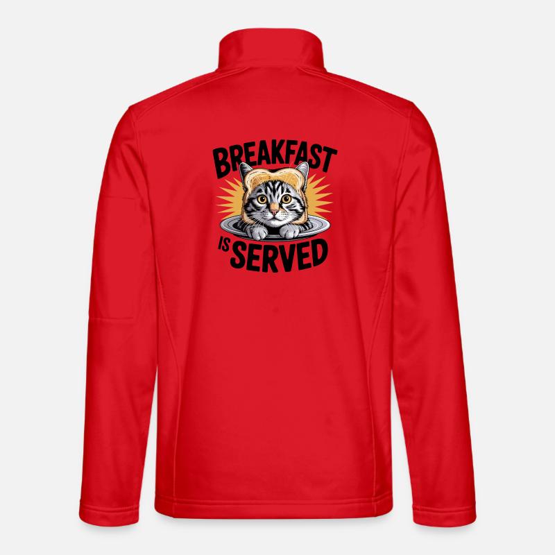 Breakfast Cat Humor - Unisex Softshell Jacket - red