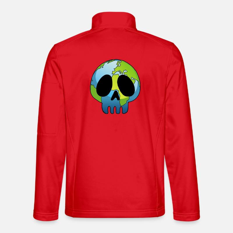 Skull and planet Earth - Unisex Softshell Jacket - red