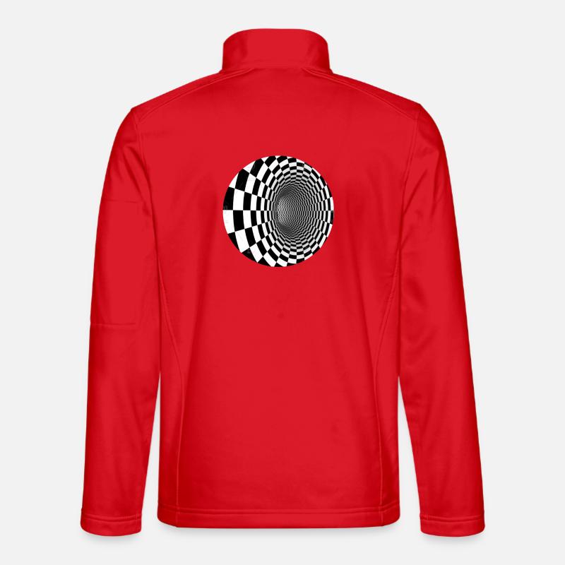 Black and White Illusion Tunnel - Unisex Softshell Jacket - red