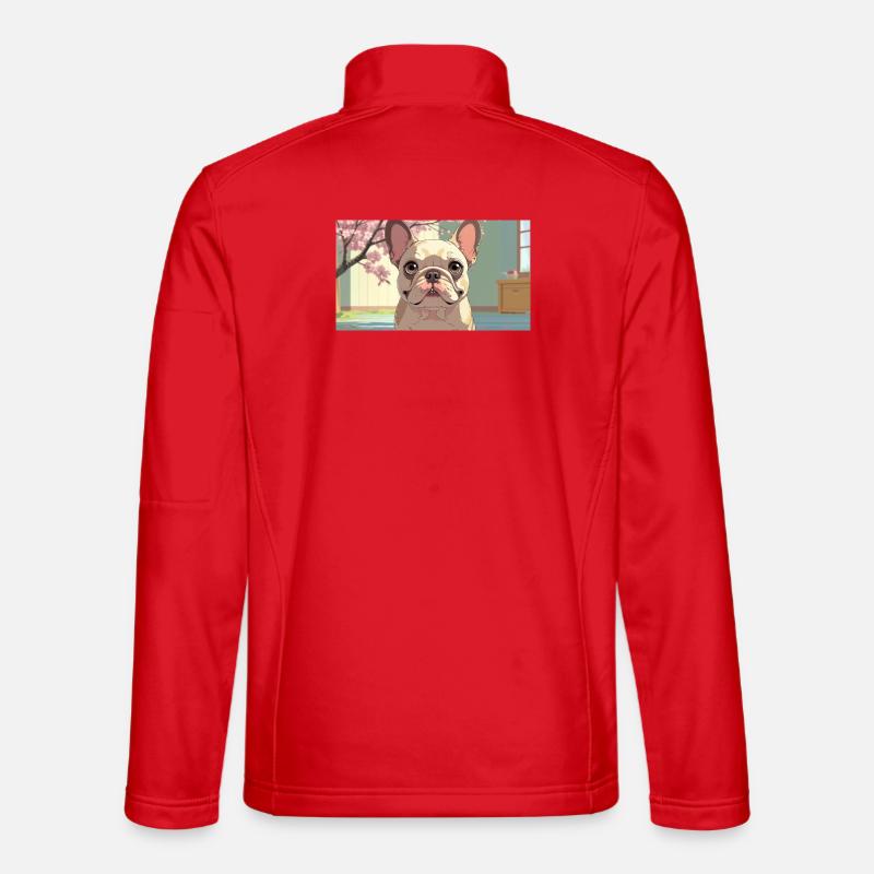 Bouledogue mignon dans un style animé - Veste en tissu softshell Unisexe - rouge