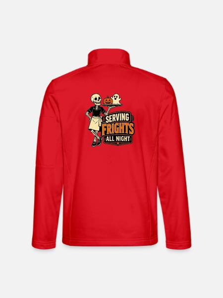 Lustiger Skelettkoch serviert die ganze Nacht Fright - Unisex Softshelljacke - Rot - Hinten