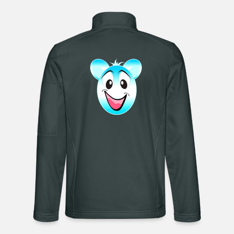 Mascotte joyeuse de l’ours bleu-blanc Veste en tissu softshell Unisexe