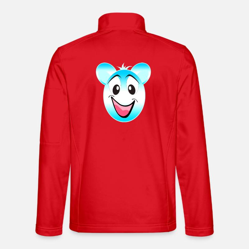 Fröhlicher Blau Weiß Bärenmaskottchen - Unisex Softshelljacke - Rot