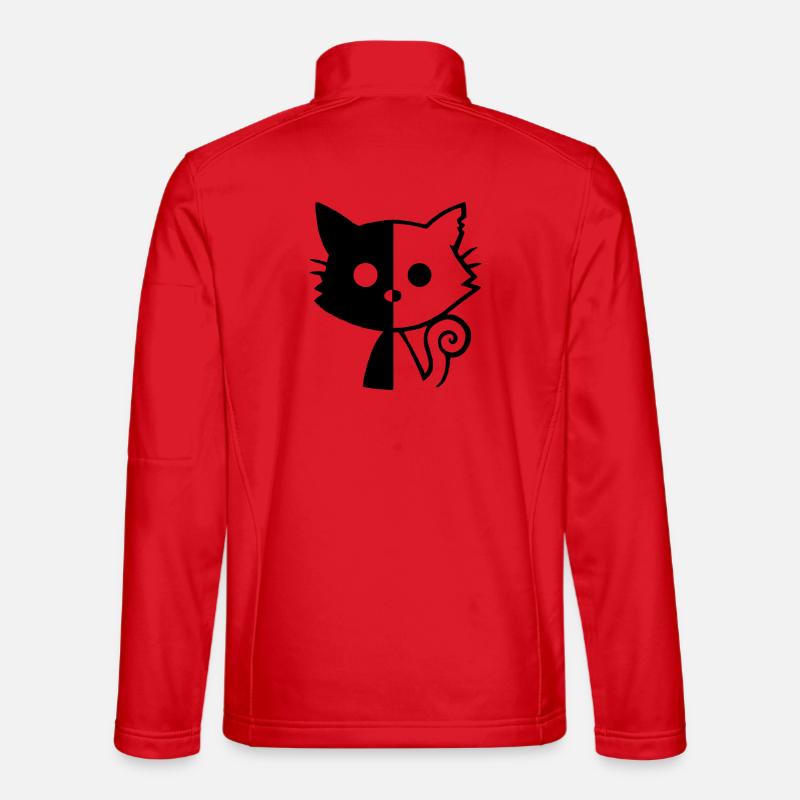 Black Kitten Yin and Yang - Unisex Softshell Jacket - red