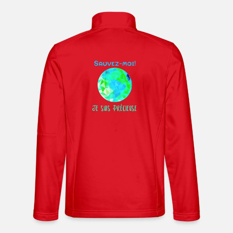 Geometric Globe Blue Green Save me! - Unisex Softshell Jacket - red