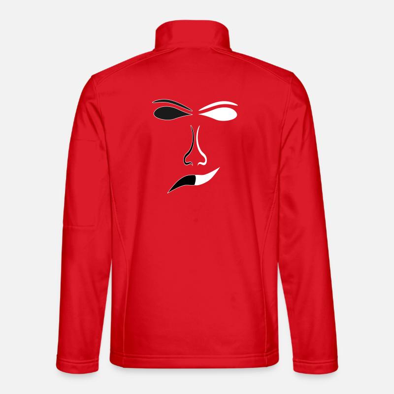 Abstract Face Lines Contrast Mask - Unisex Softshell Jacket - red