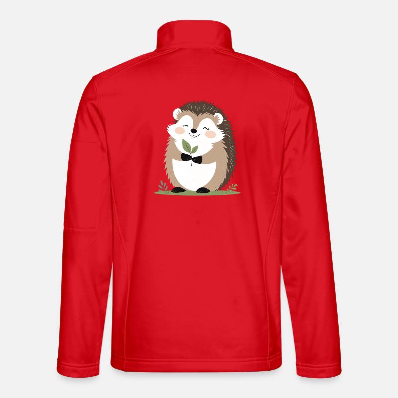 Cute hedgehog with leaf - Unisex Softshell Jacket - red