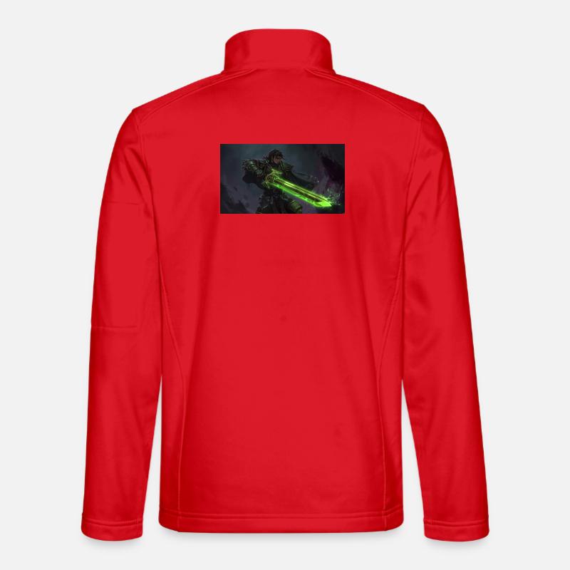 Warrior with Green Lightsaber - Unisex Softshell Jacket - red
