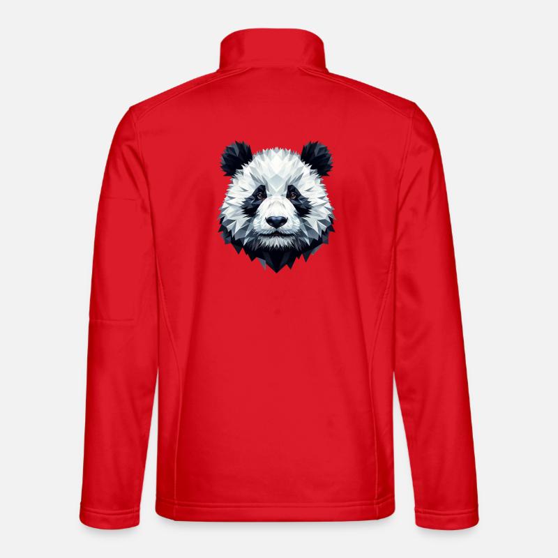 Panda Face Polygon Art Geometry - Unisex Softshell Jacket - red