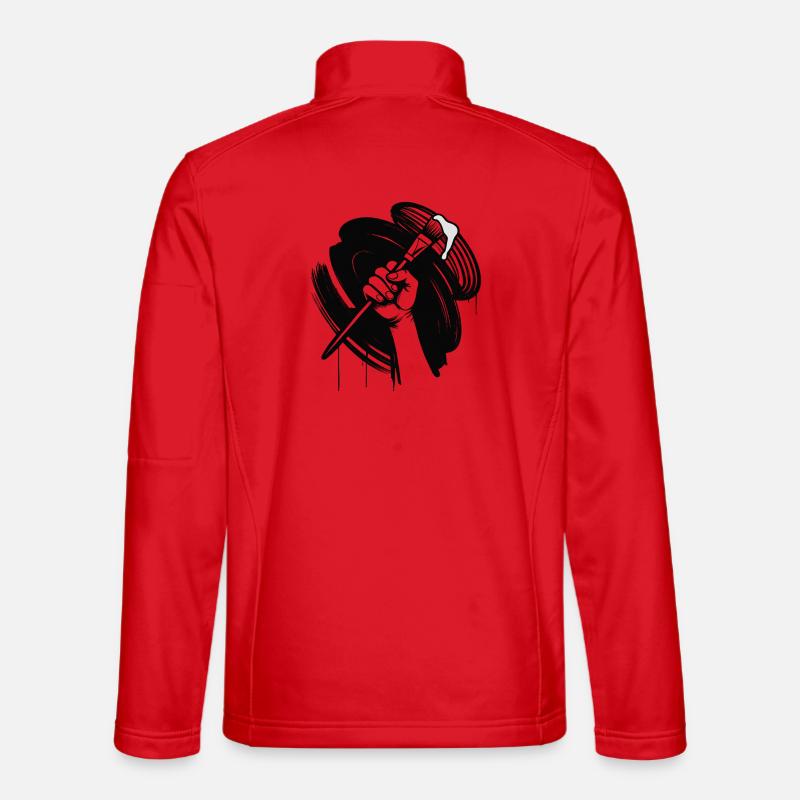 PAINT IT BLACK - black & white - Unisex Softshell Jacket - red