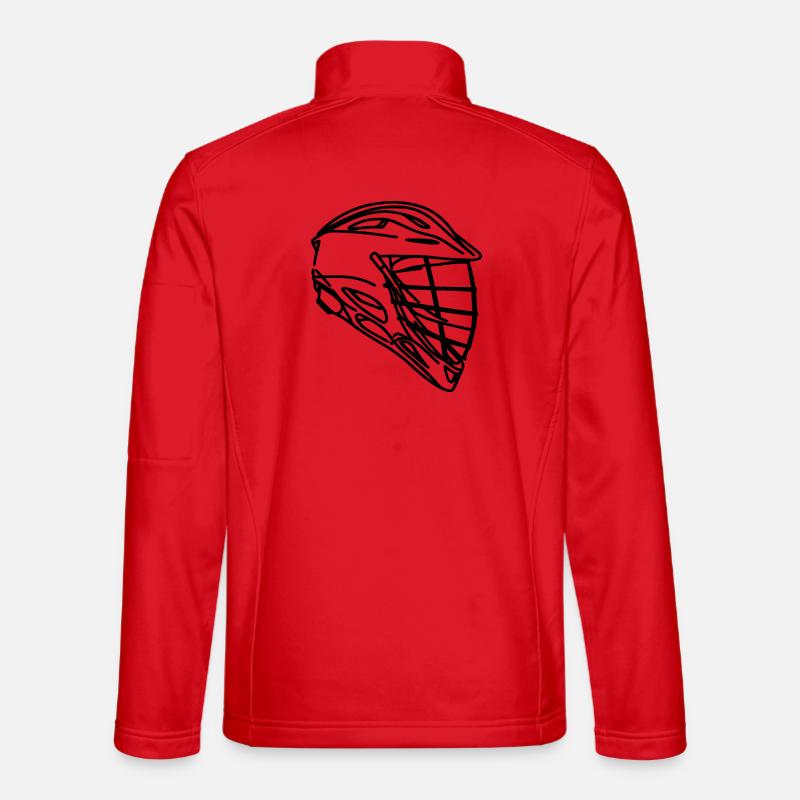 Lacrosse Helmet Drawing - Unisex Softshell Jacket - red