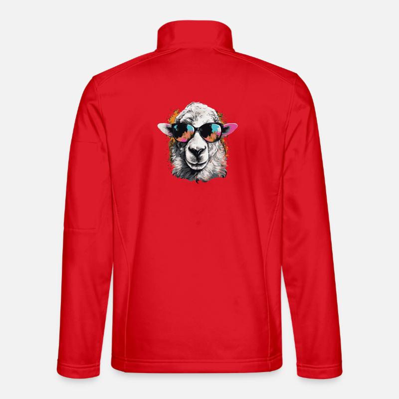 Cool sheep with sunglasses - Unisex Softshell Jacket - red