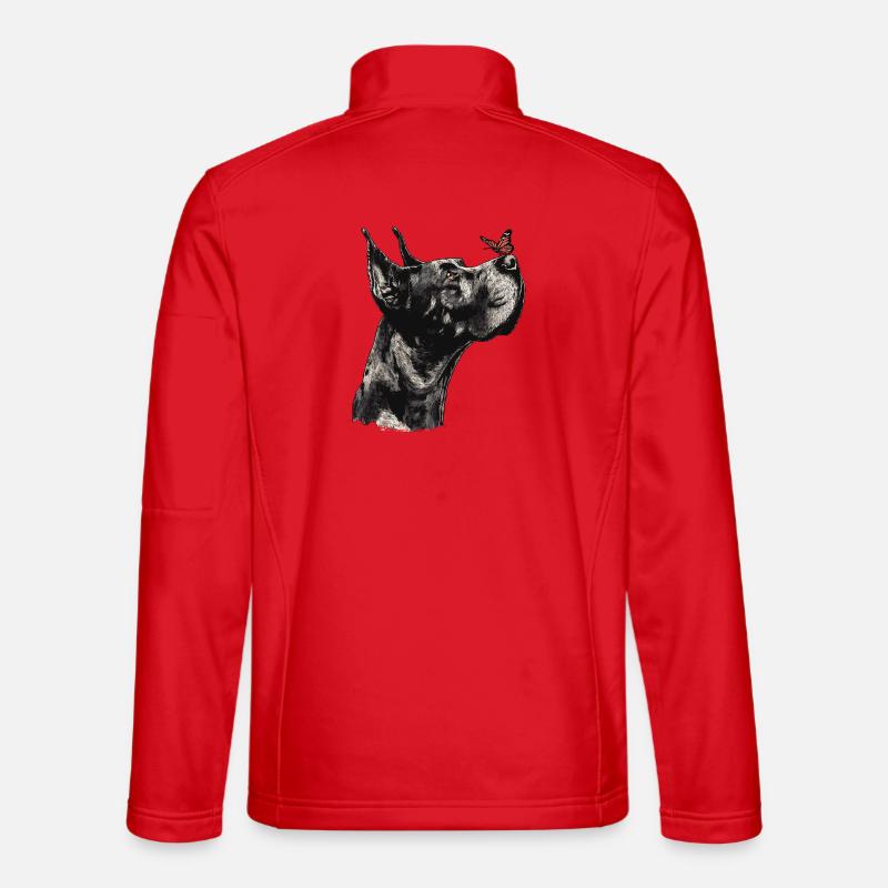 Great Dane with Red Butterfly Unisex Softshell Jacket