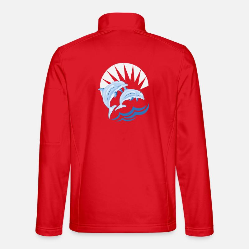 Delfine über den Wellen - Unisex Softshelljacke - Rot