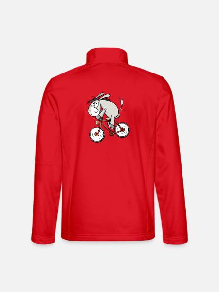 Esel Fährt Fahrrad I Drahtesel I Radeln Geschenk - Unisex Softshelljacke - Rot