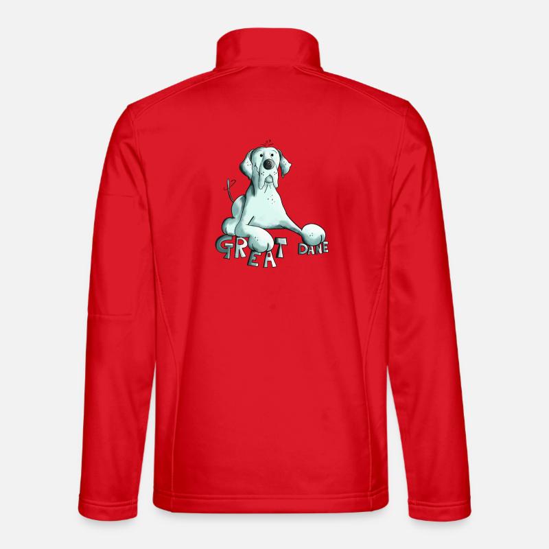 Happy Great Dane Dog - Unisex Softshell Jacket - red