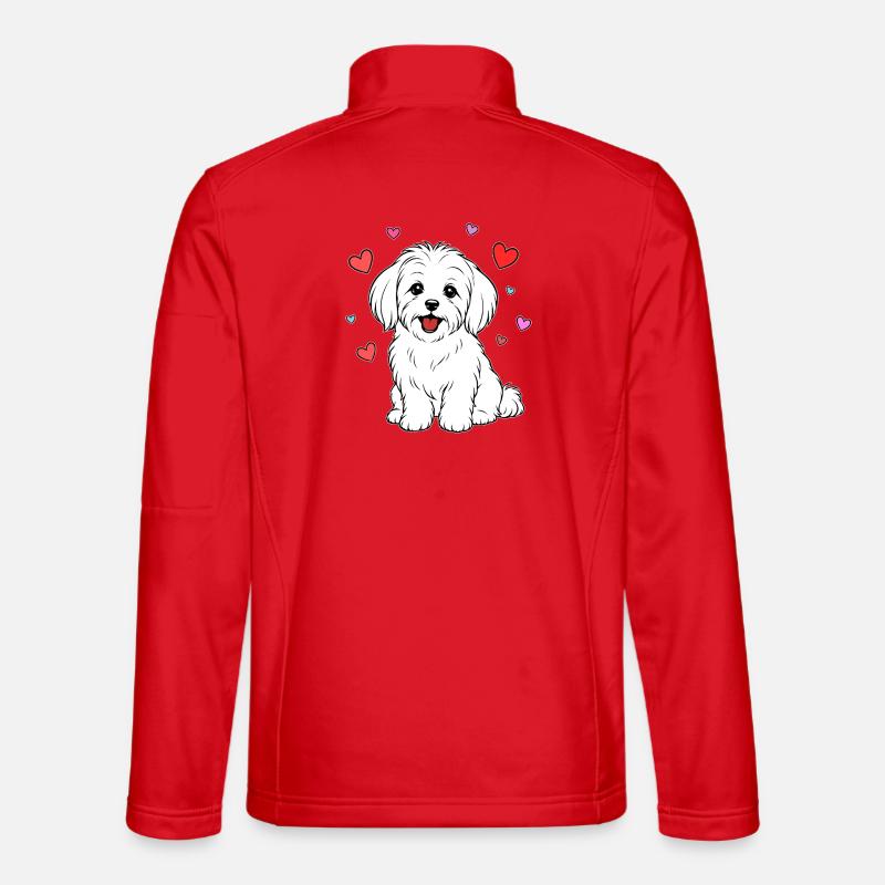 Malteser_Hund_sitzend_Herz_weiss - Unisex Softshell Jacket - red