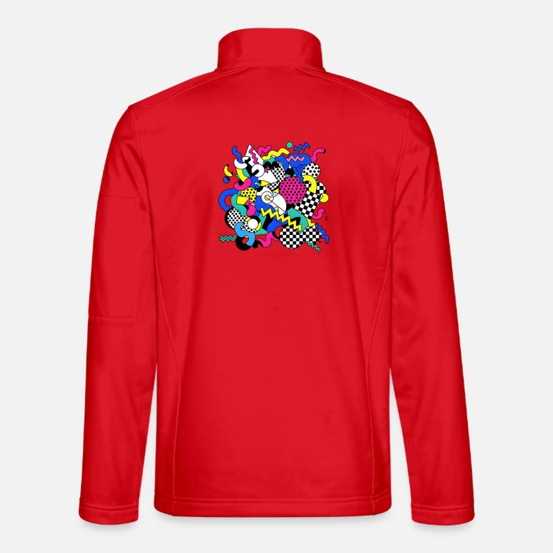 Neon Chaos Pop Art Pattern - Unisex Softshell Jacket - red