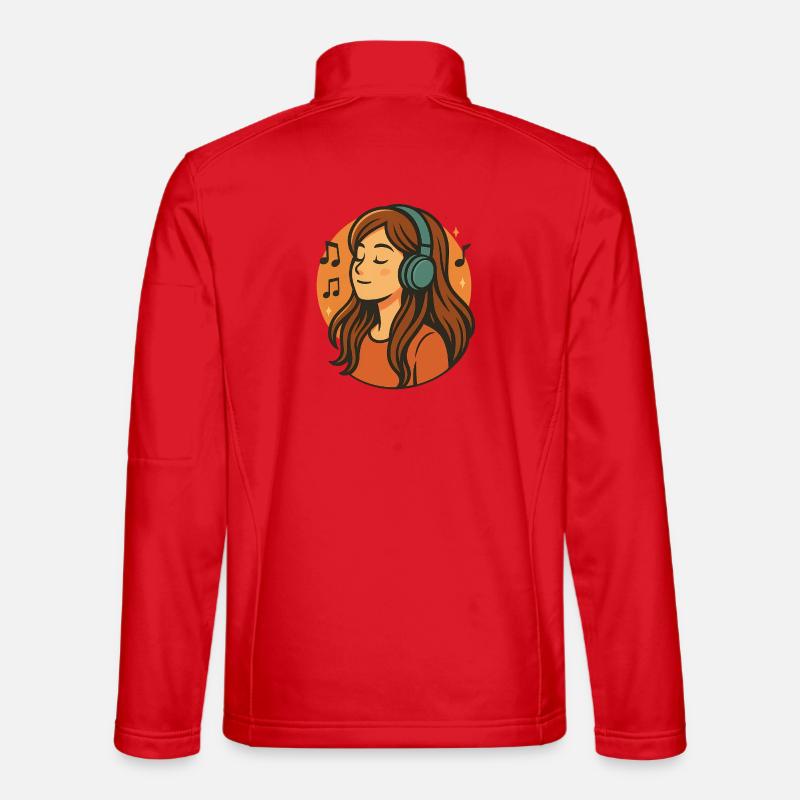 Mädchen hört entspannte Musik mit Kopfhörern - Unisex Softshelljacke - Rot