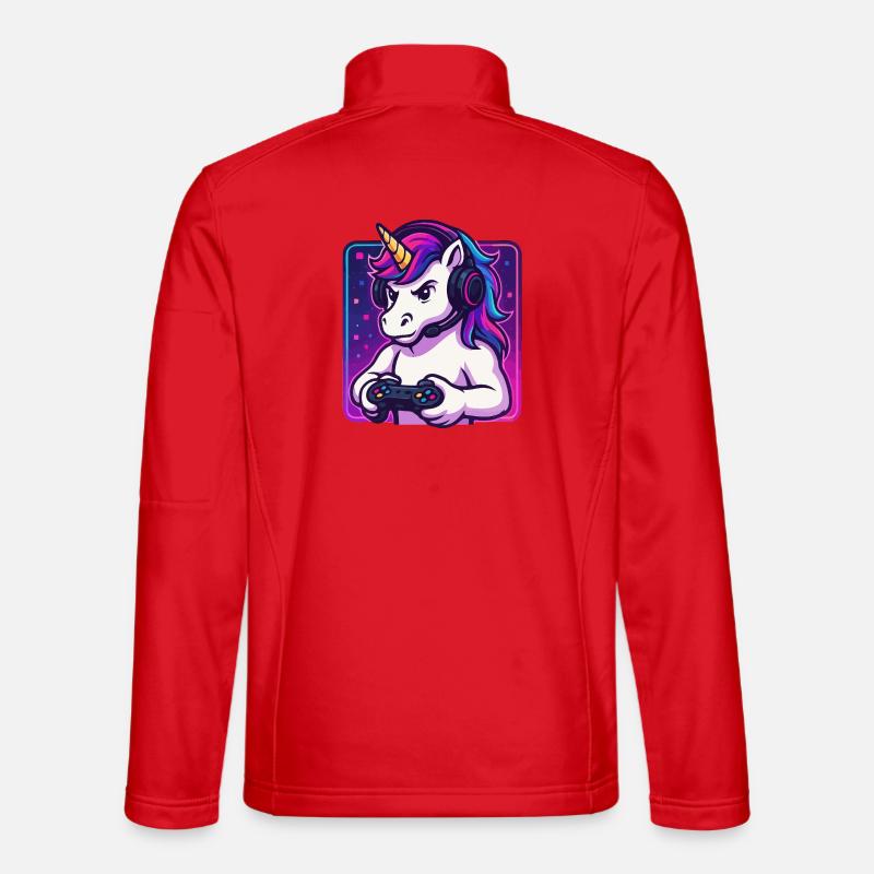 Neon Unicorn Gamer - Unisex Softshell Jacket - red