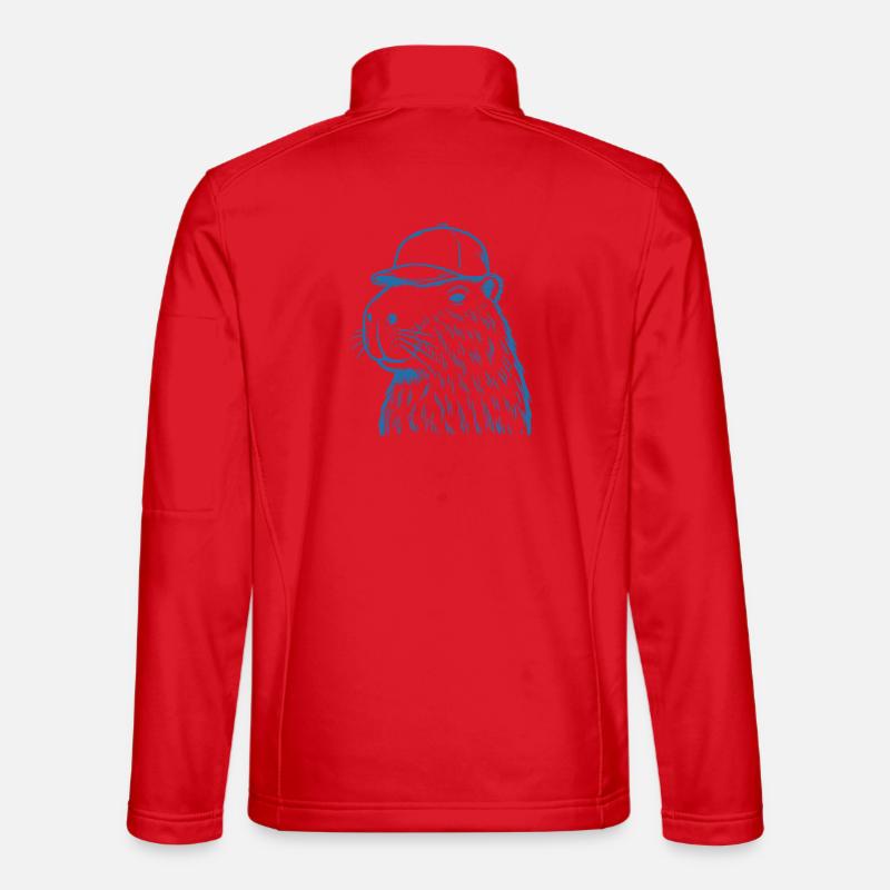 Capybara with baseball cap - Unisex Softshell Jacket - red