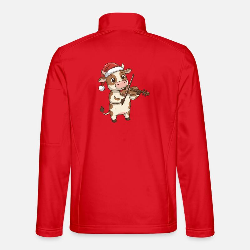 Weihnachtskuh-Farmtier spielt Geige - Unisex Softshelljacke - Rot