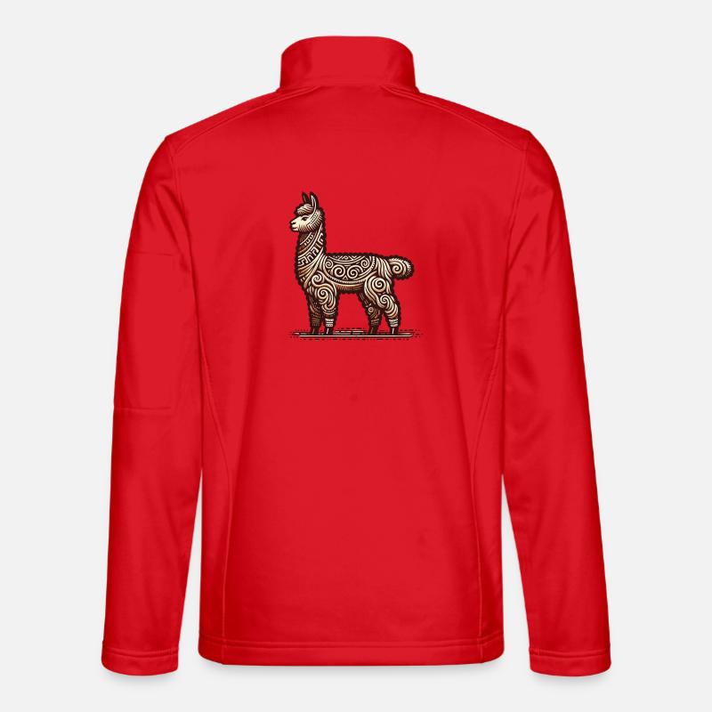 Lama mit Andenornament - Unisex Softshelljacke - Rot