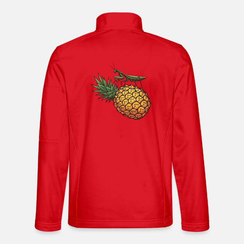 Pineapple with grasshopper illustration - Unisex Softshell Jacket - red