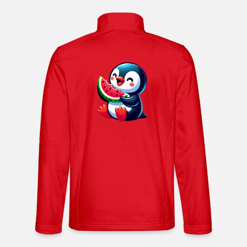 mignon pingouin melon pastèque dessin animé d’été Veste en tissu softshell Unisexe