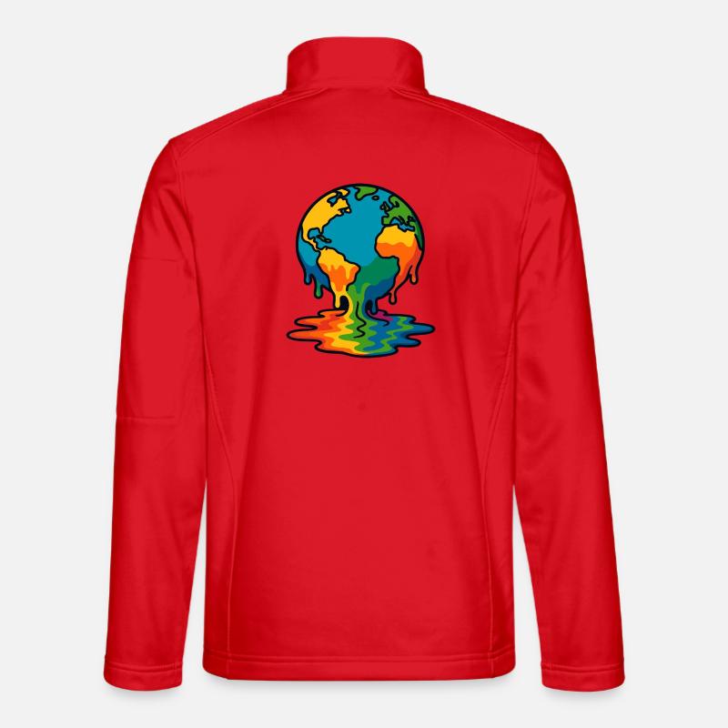 Rainbow Earth Melting Globe Unisex Softshell Jacket