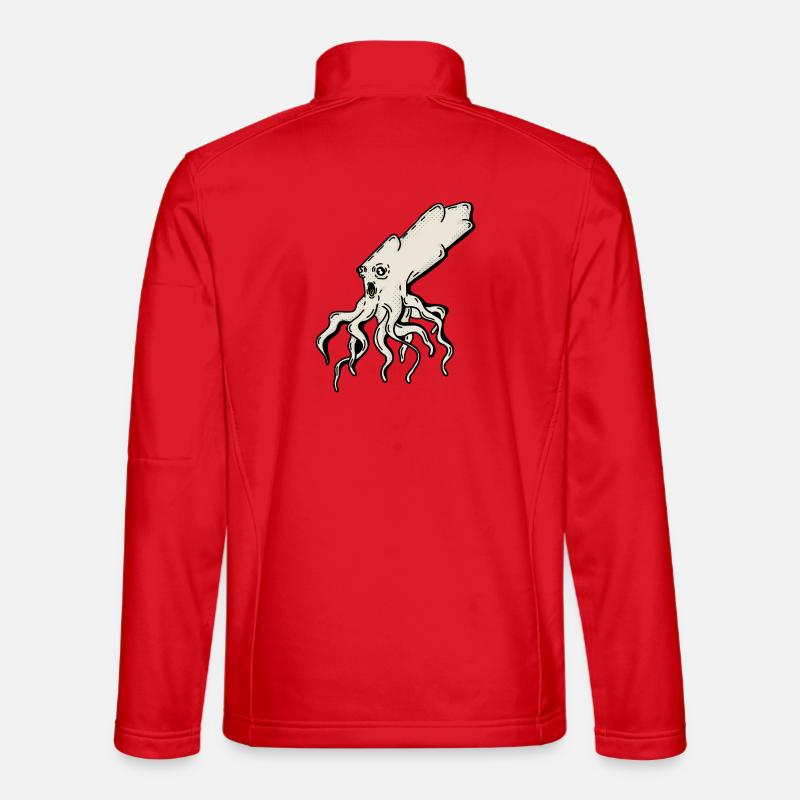 Surreal Squid Illustration - Unisex Softshell Jacket - red