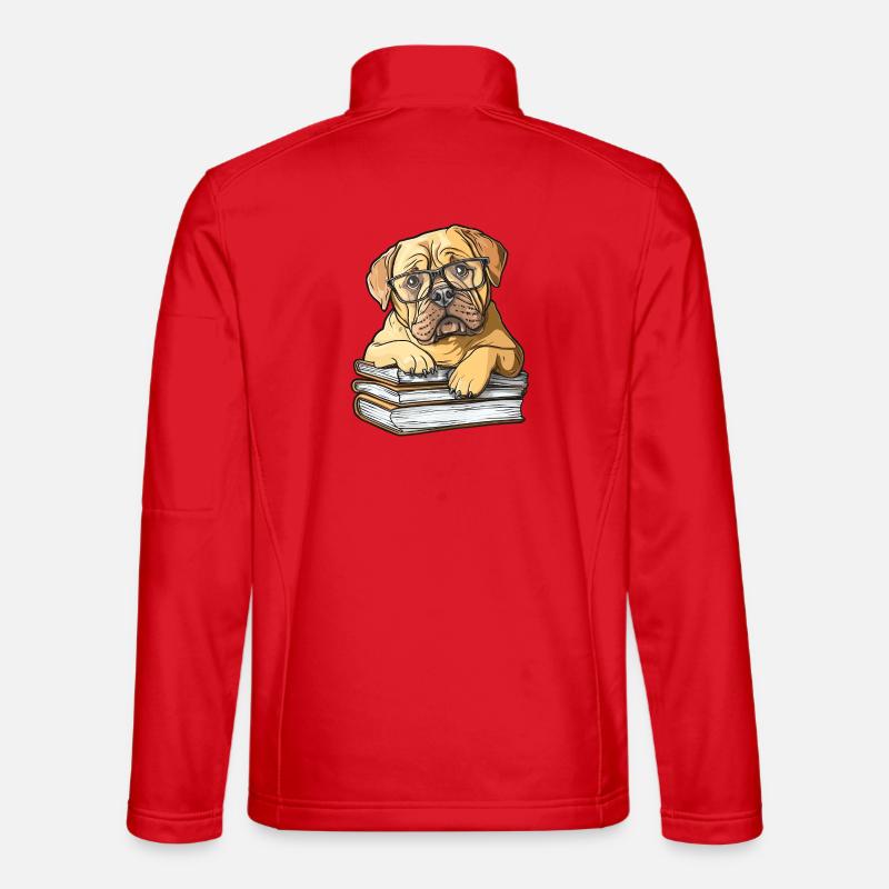 Niedliches Mastiff-Hund-Lesebuch mit Brille - Unisex Softshelljacke - Rot