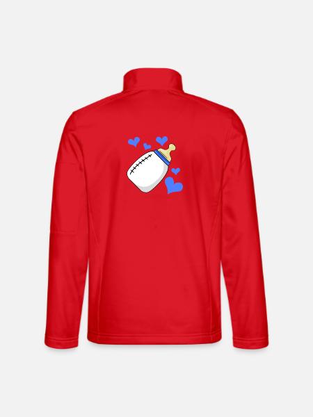 Milchflasche Junge Schwanger Geburt - Unisex Softshelljacke - Rot - Hinten