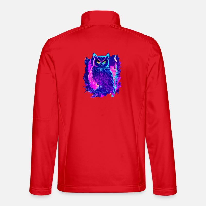 Neon Glowing Owl Synthwave - Veste en tissu softshell Unisexe - rouge