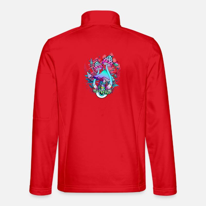 Floral Psychedelic Mushroom Art - Unisex Softshell Jacket - red