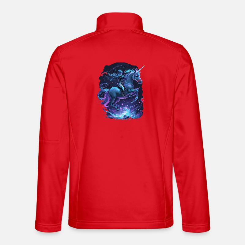 Mystisches Einhorn mit Reiterin - Unisex Softshelljacke - Rot