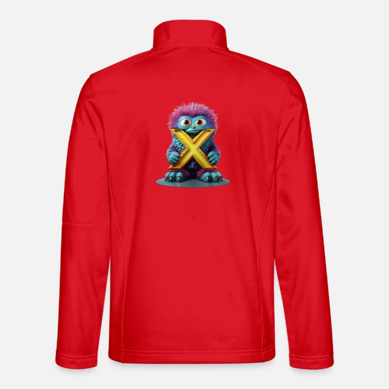 Mehrfarbiges Monster mit X - Unisex Softshelljacke - Rot