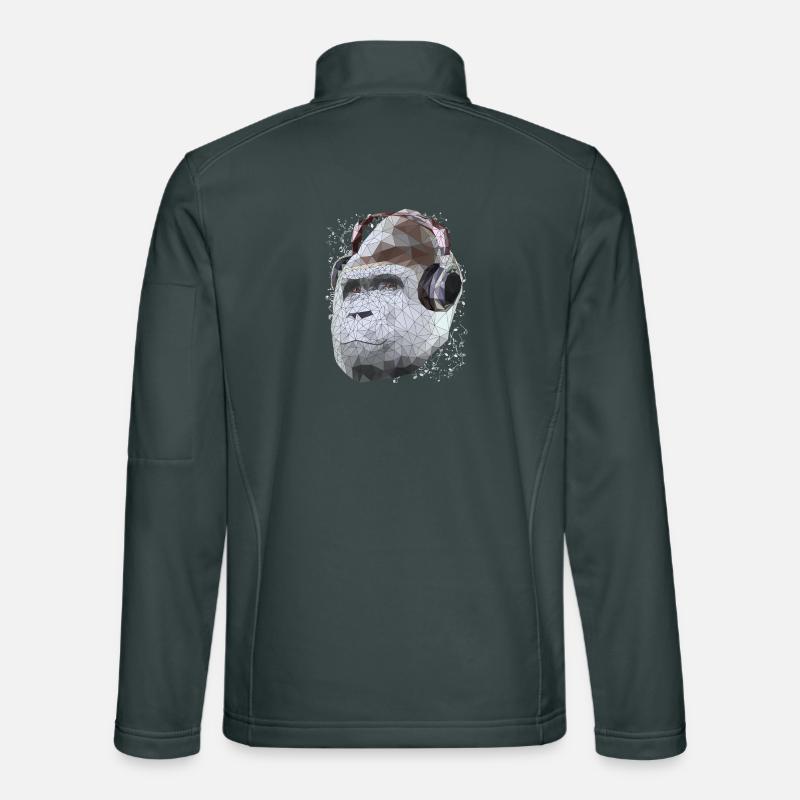 Gorilla mit Kopfhörern Low Poly Pop Art Kunst Unisex Softshelljacke