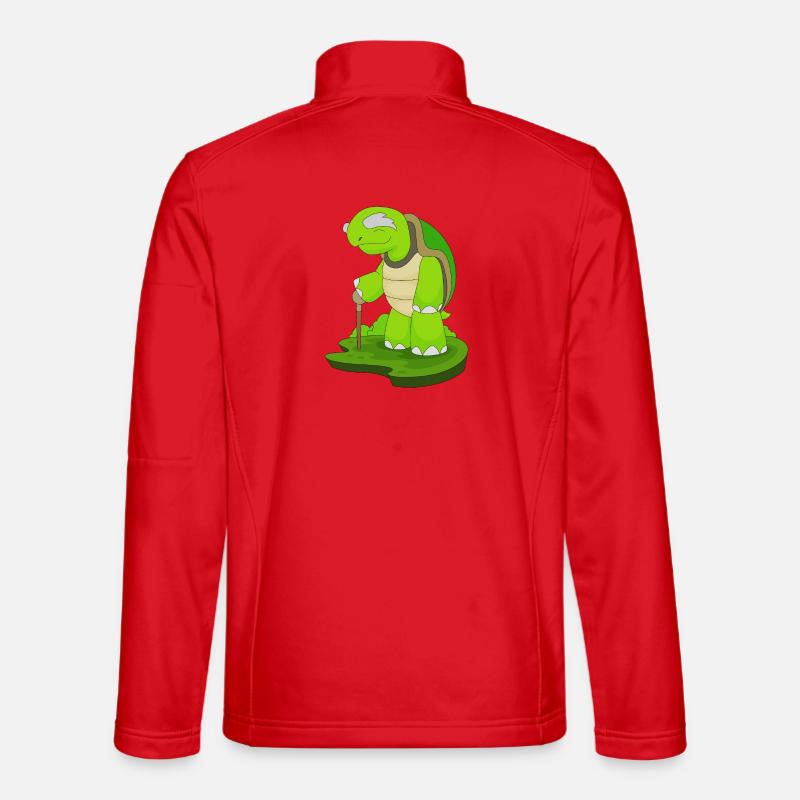 Turtle Retiree Walking Stick - Unisex Softshell Jacket - red