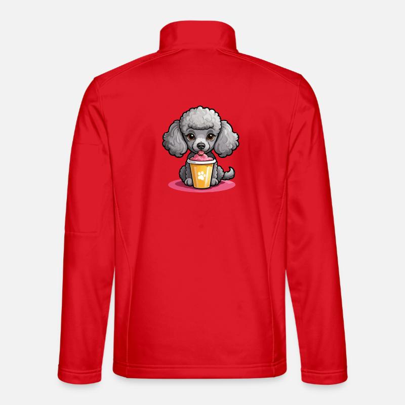 Pudel Dame beim Futtern - Unisex Softshelljacke - Rot