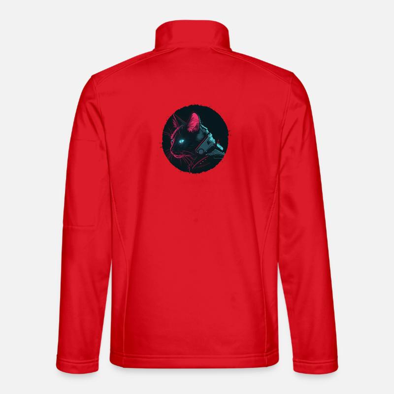 Cat in Steampunk Style - Unisex Softshell Jacket - red