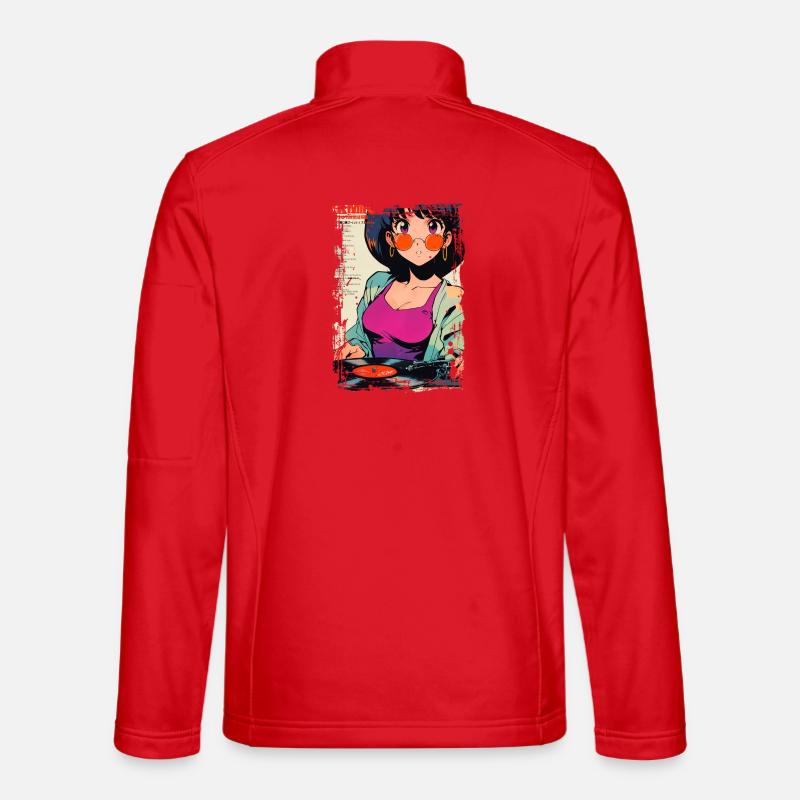 Anime DJ Mädchen mit Schallplatte - Unisex Softshelljacke - Rot