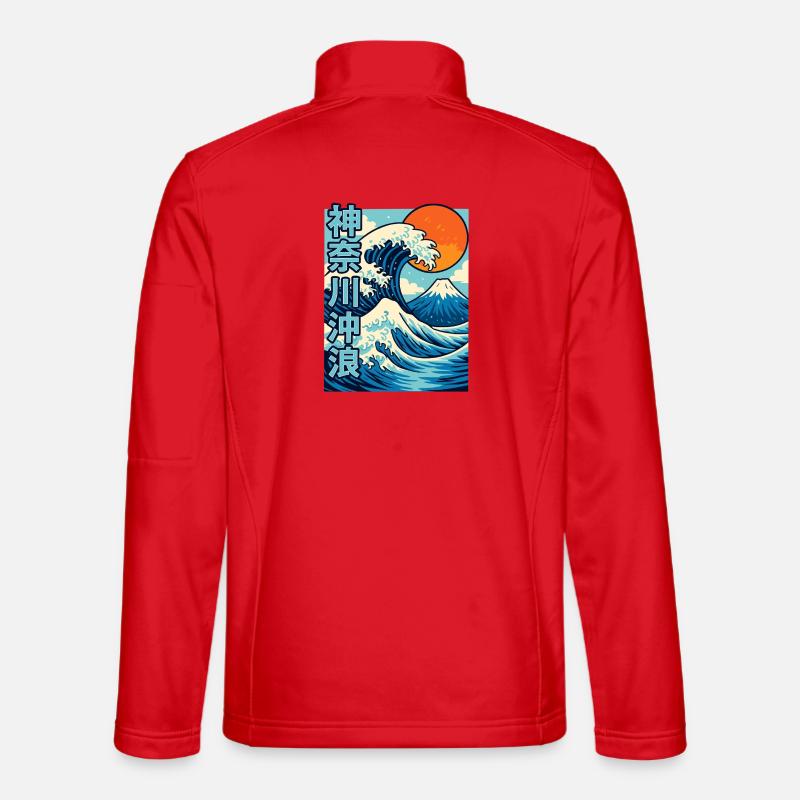 Große Welle Kanagawa Comic Stil - Unisex Softshelljacke - Rot