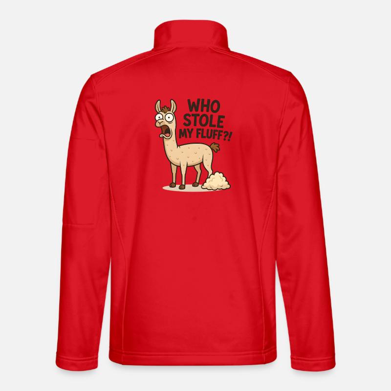 Humorous llama with fluff - Unisex Softshell Jacket - red