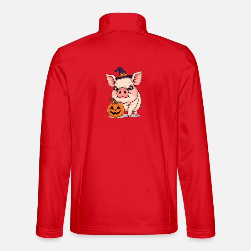 Quick Halloween Pig with Pumpkin - Unisex Softshell Jacket - red