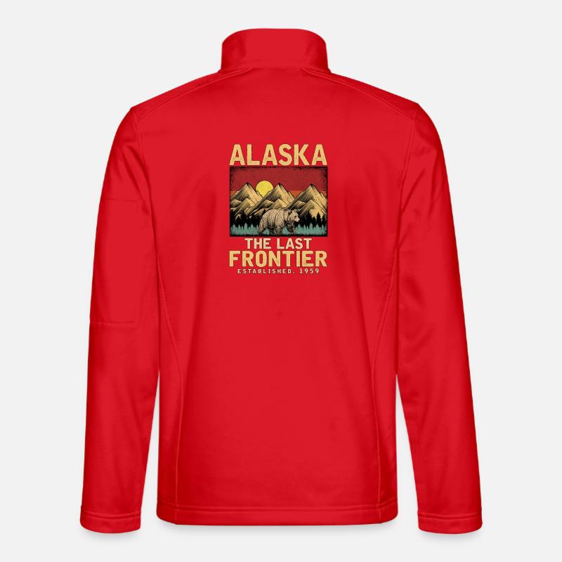 Alaska mountain landscape with bear - Unisex Softshell Jacket - red