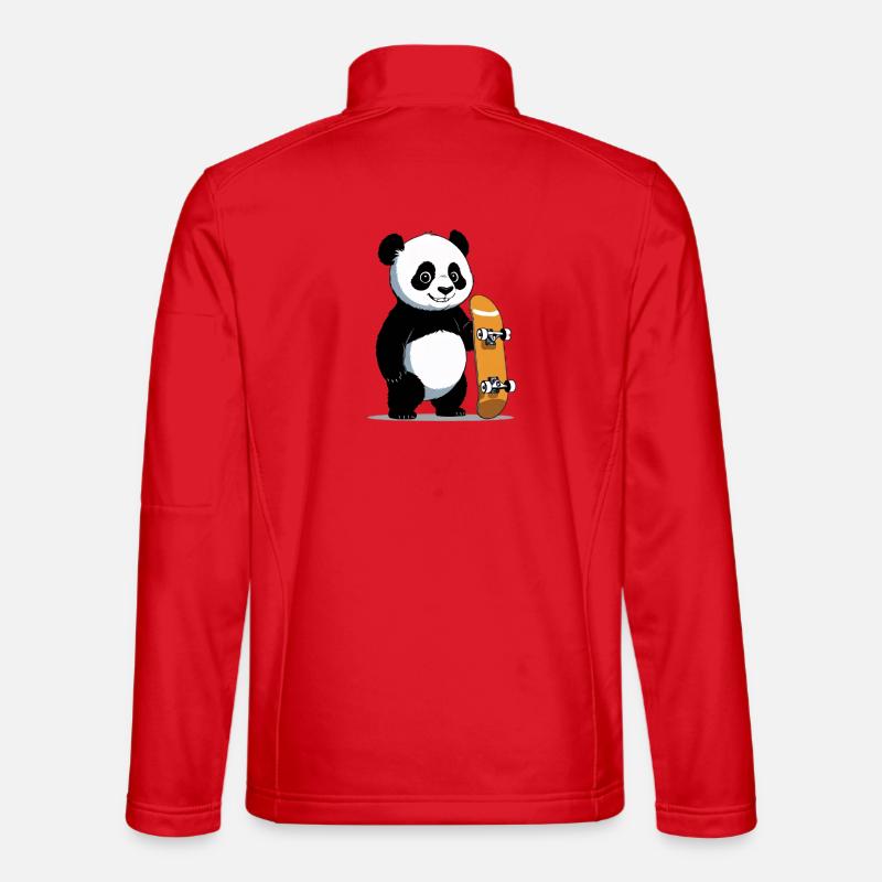 Skateboard Panda Illustration - Unisex Softshelljacke - Rot