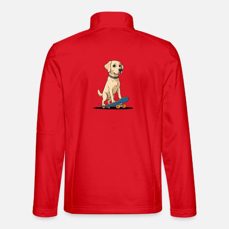 Labrador on Skateboard Illustration - Unisex Softshell Jacket - red