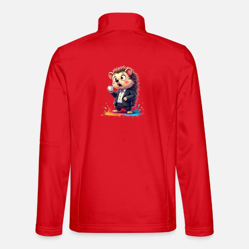 Business-Hedgehog mit Kaffeetasse - Unisex Softshelljacke - Rot